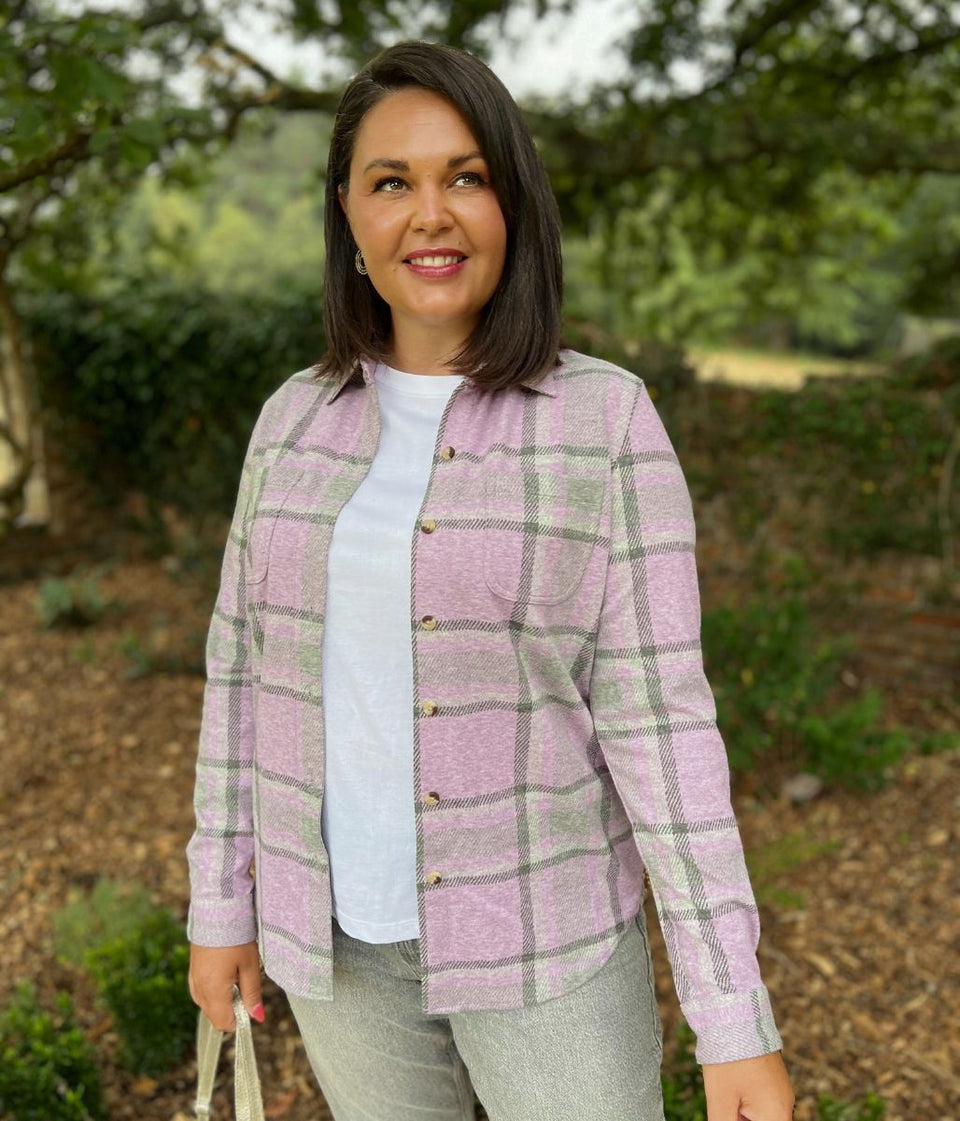 Lilac Check Soft Jersey Shirt