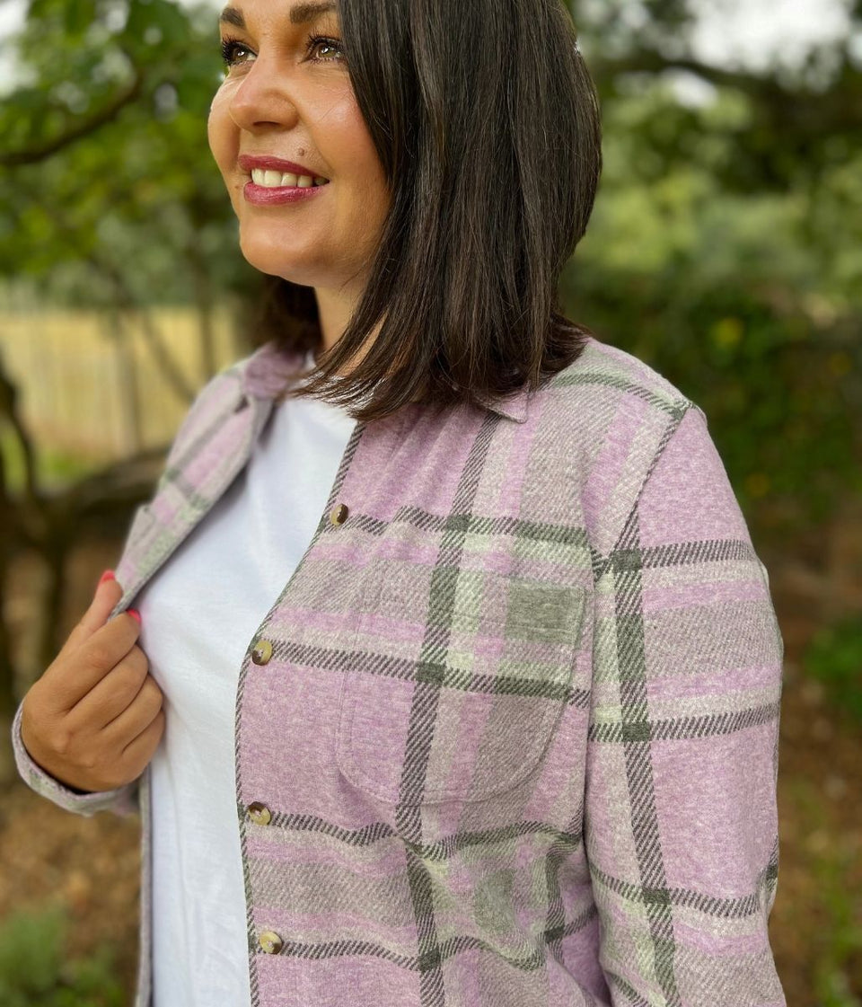 Lilac Check Soft Jersey Shirt