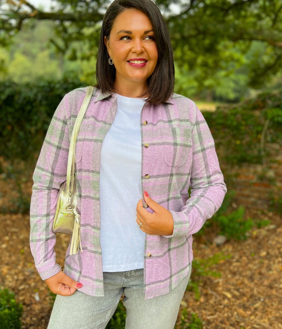 Lilac Check Soft Jersey Shirt