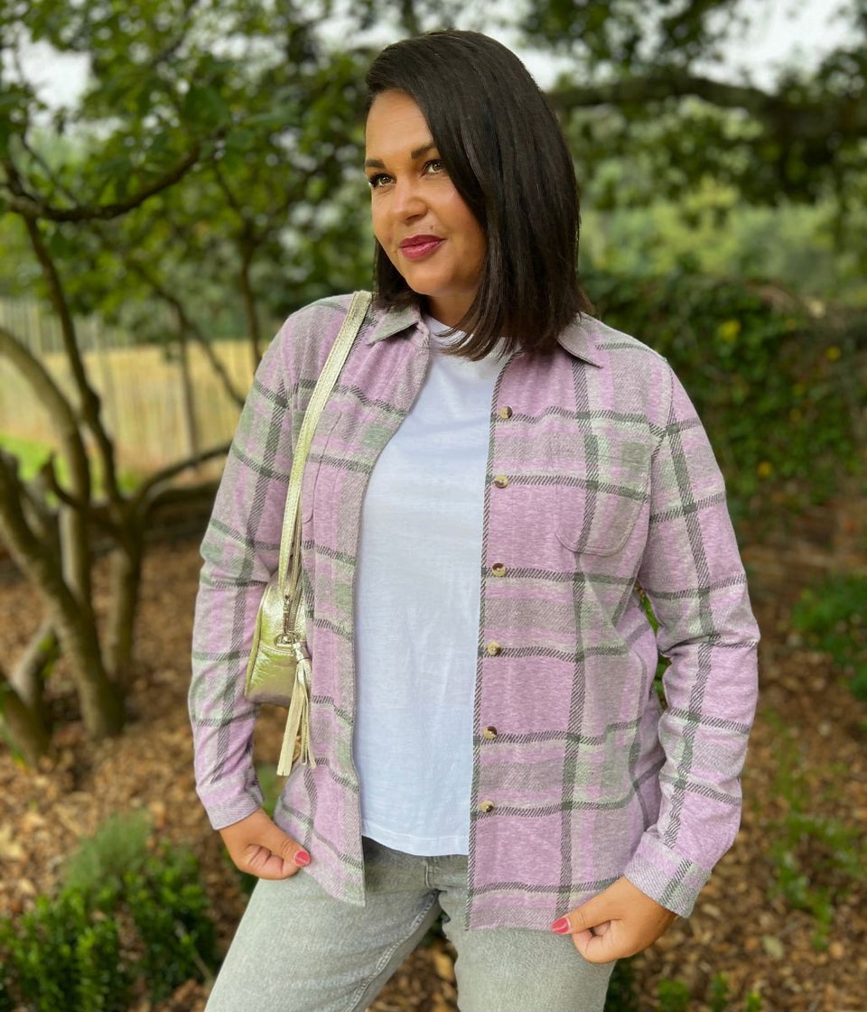 Lilac Check Soft Jersey Shirt