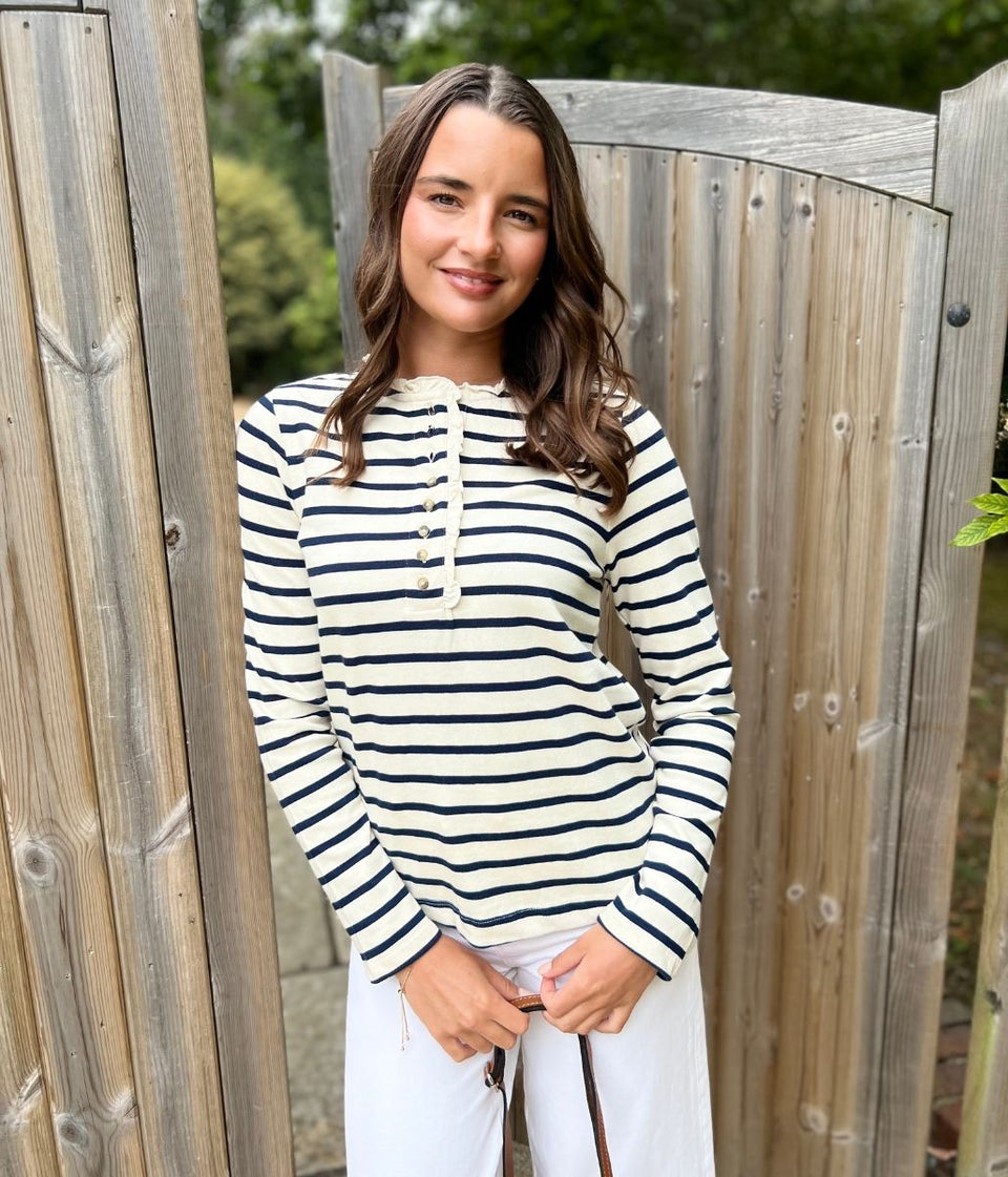 Ivory & Navy Daphne Striped Top