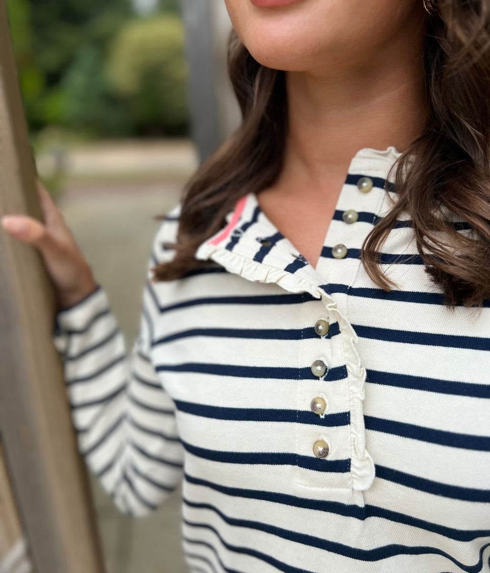 Ivory & Navy Daphne Striped Top