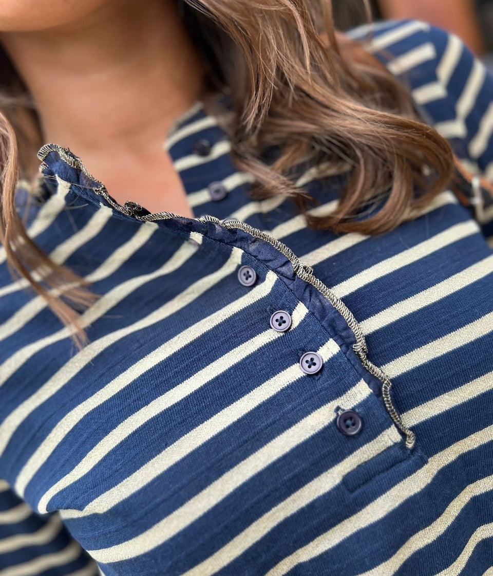 Navy & Gold Daphne Striped Top