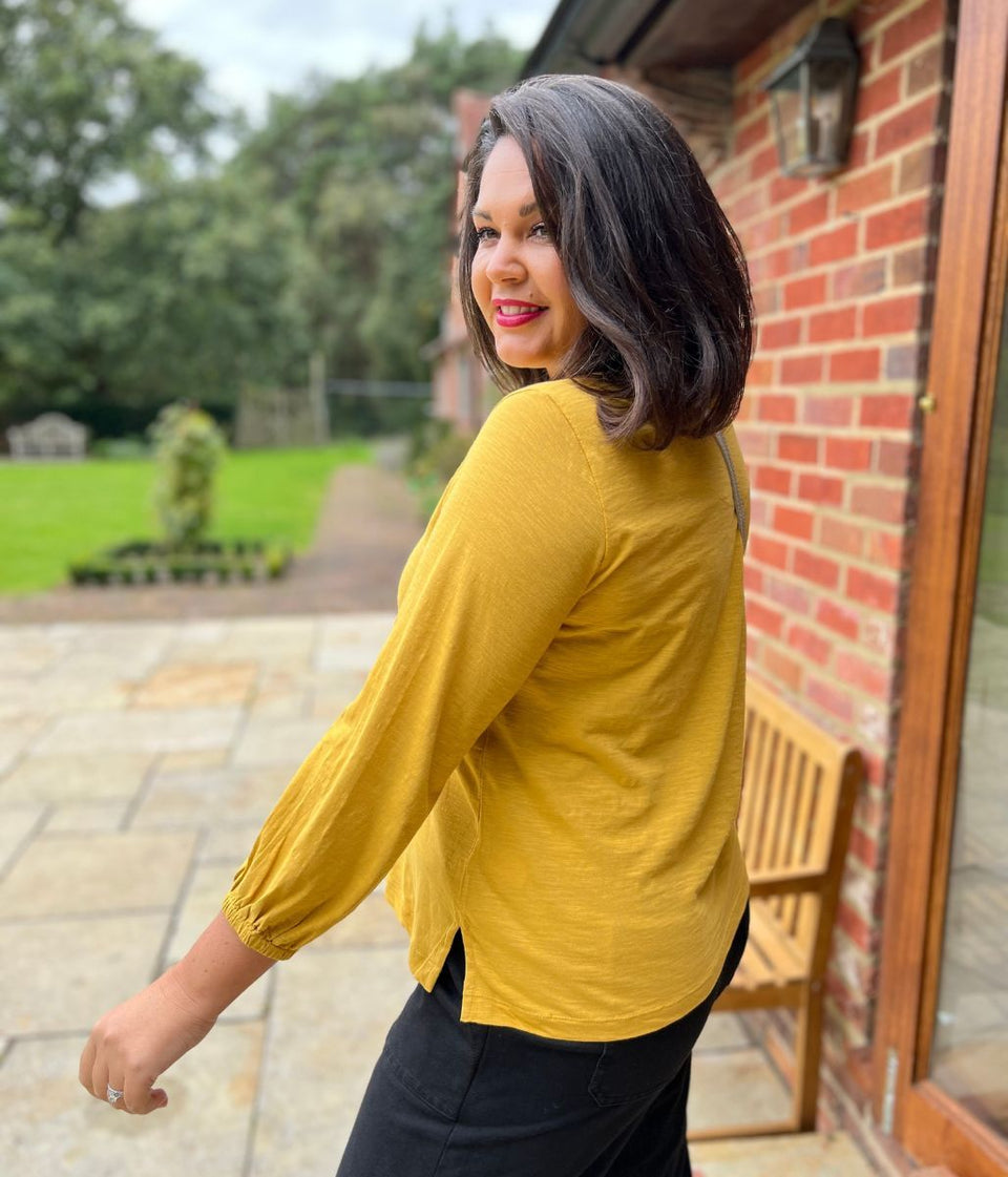 Mistral Mustard Gathered Cuff Top