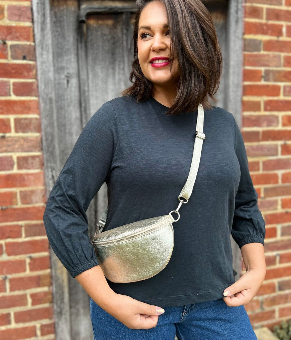 Mistral Grey Gathered Cuff Top