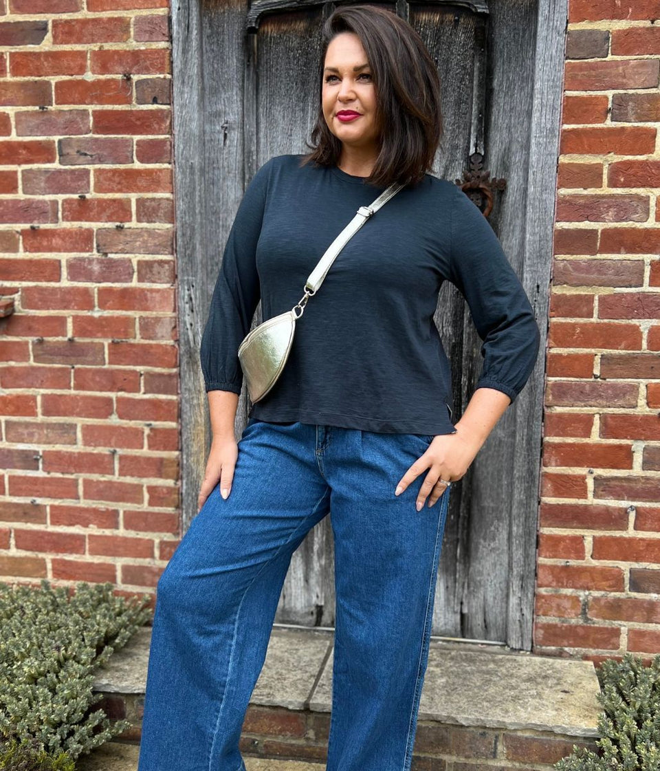 Mistral Grey Gathered Cuff Top