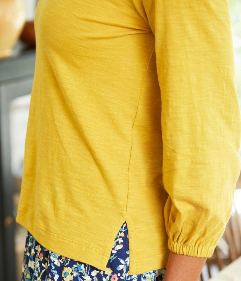 Mistral Mustard Gathered Cuff Top