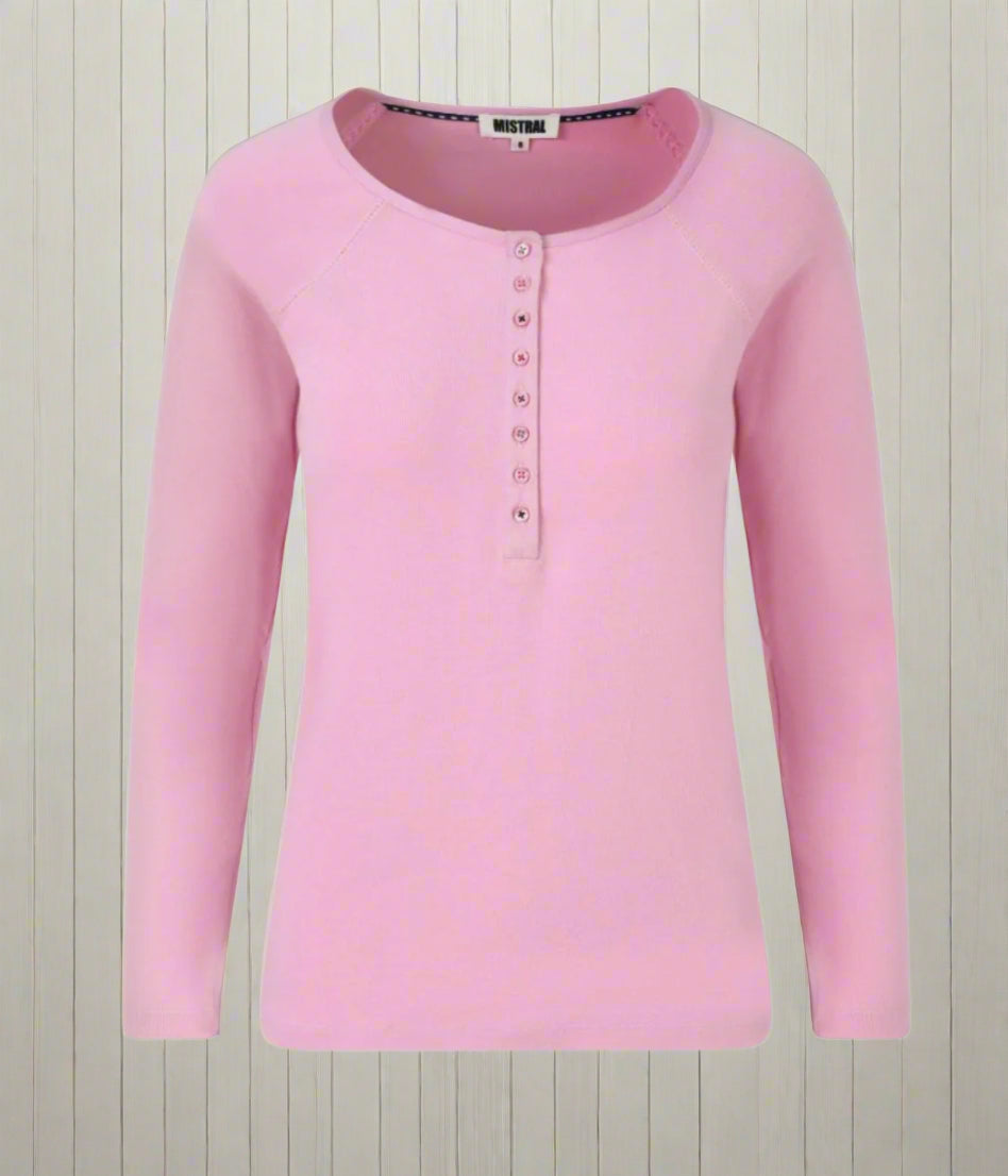 Mistral Pale Pink Henley Top