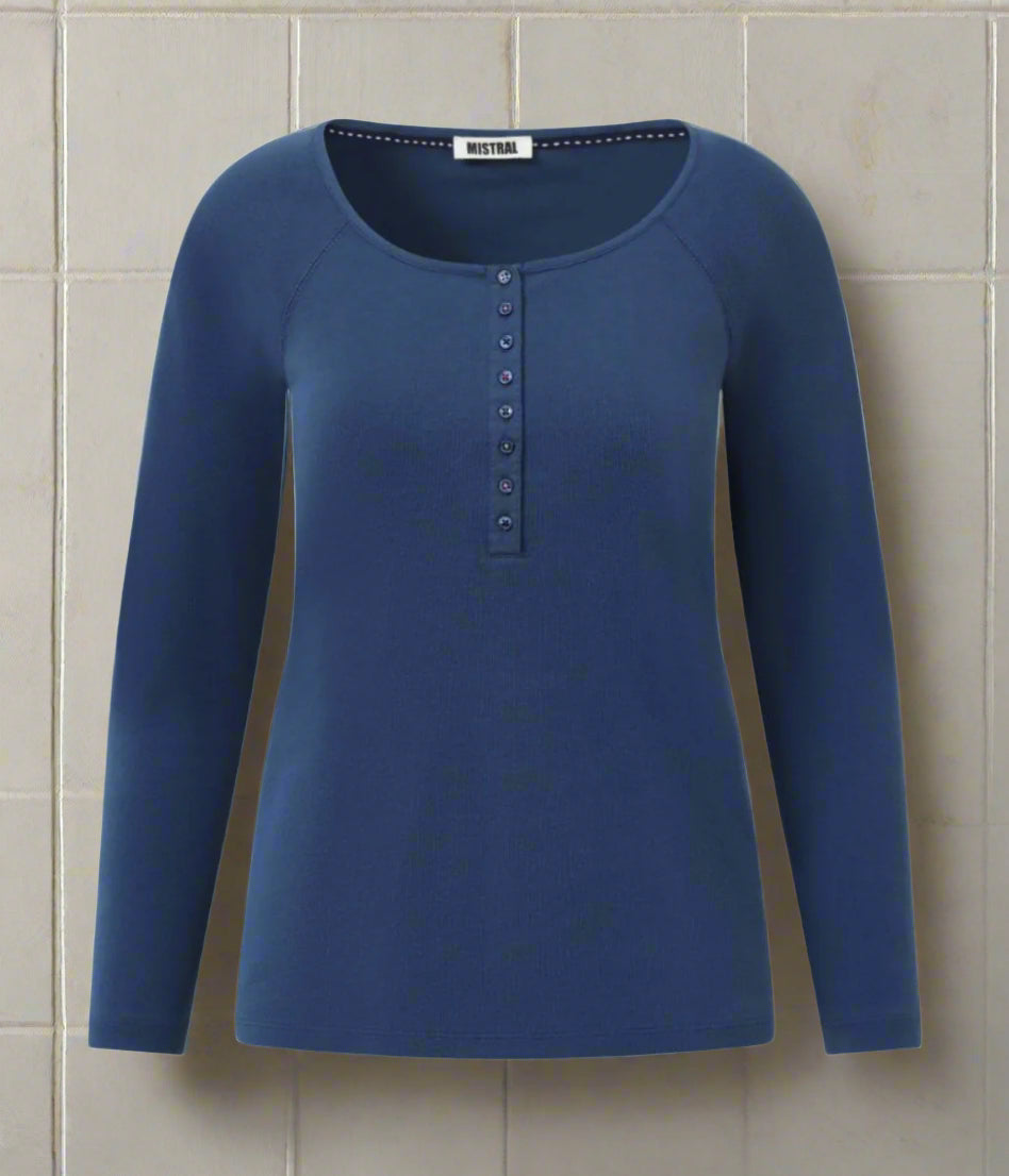 Mistral Navy Henley Top