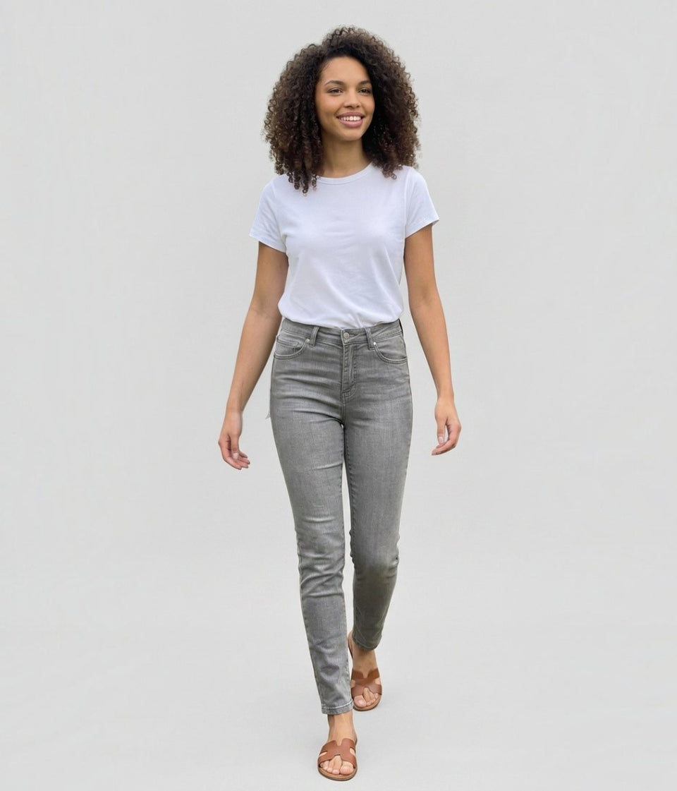 White Ribbed The Slim T Shirt