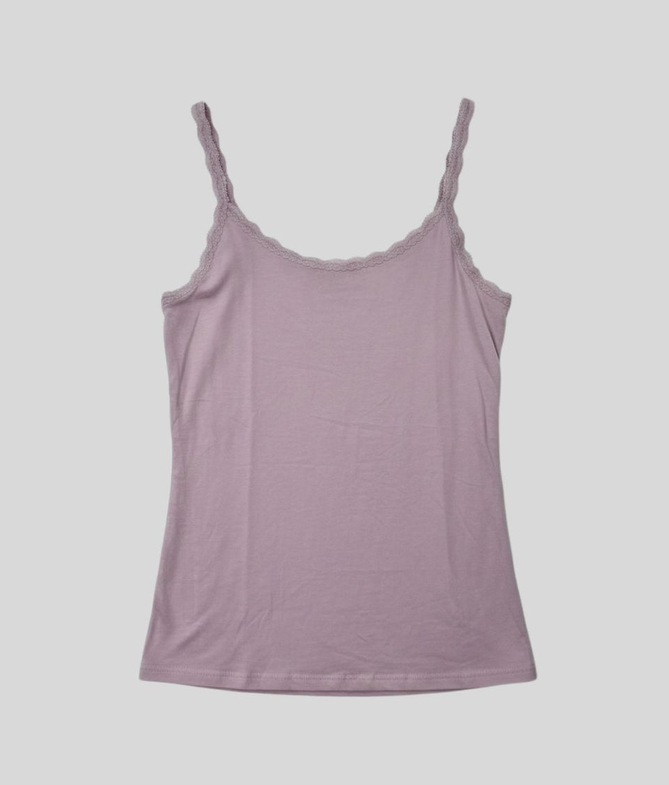 Dusky Pink Lace Trim Cami Top
