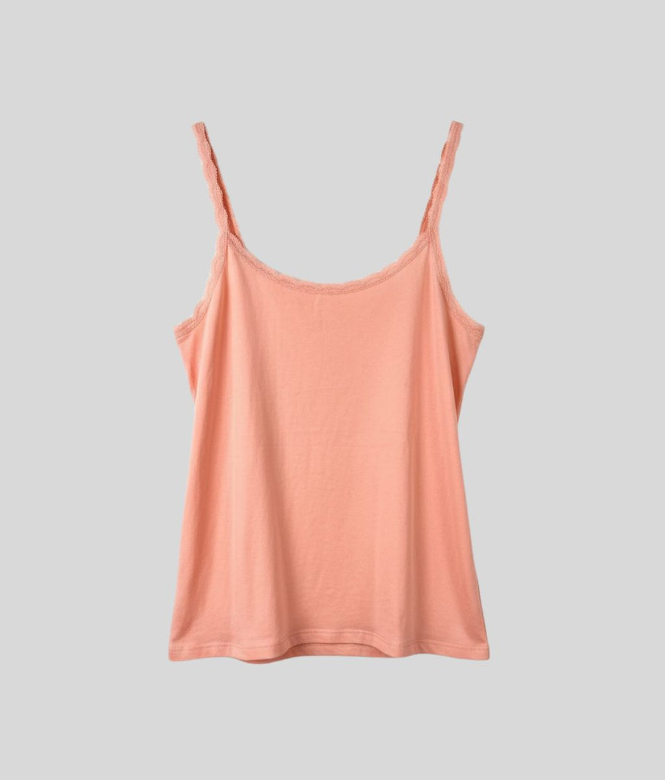Pale Orange Lace Trim Cami Top