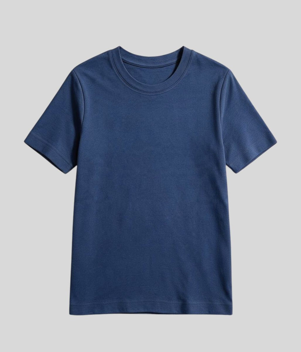 Denim Blue Organic Cotton Short Sleeve T Shirt