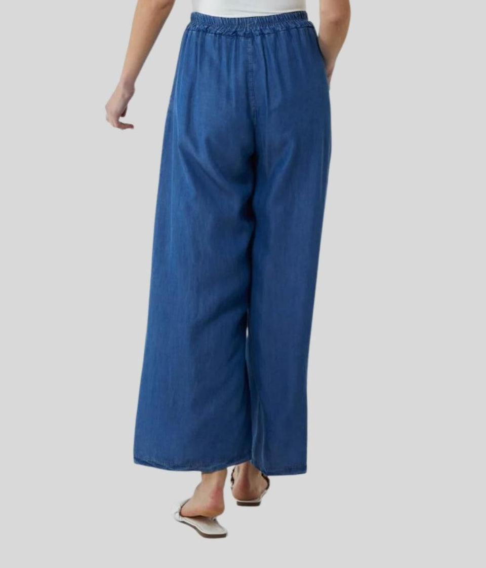 Chambray Wide Leg Trousers