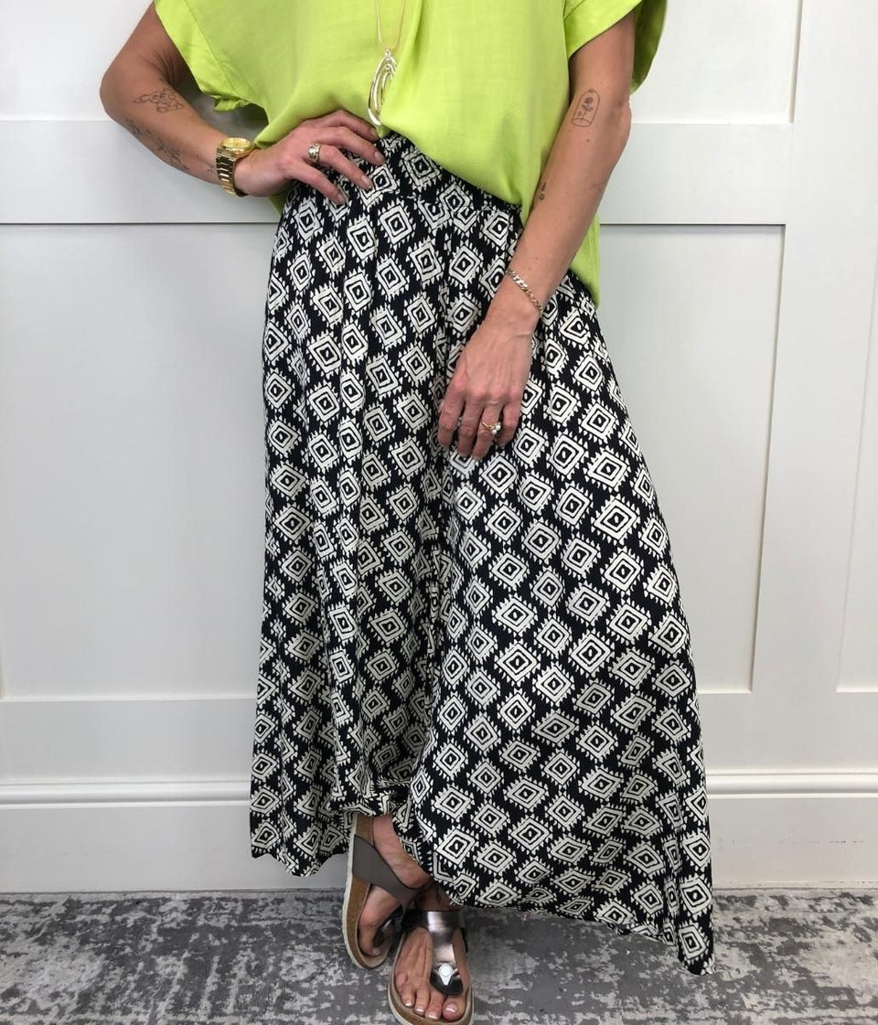 Black Aztec Culotte Trousers