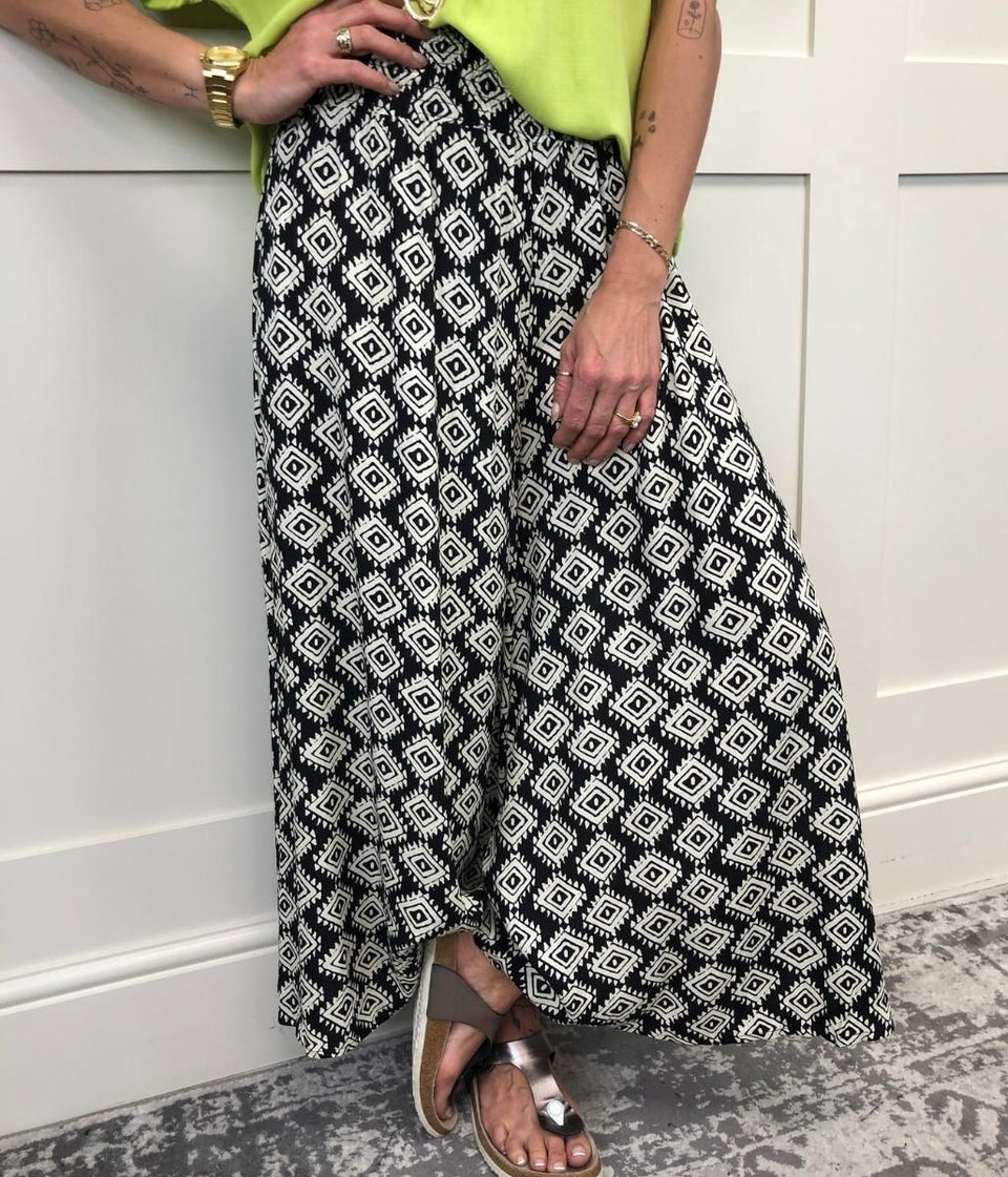 Black Aztec Culotte Trousers