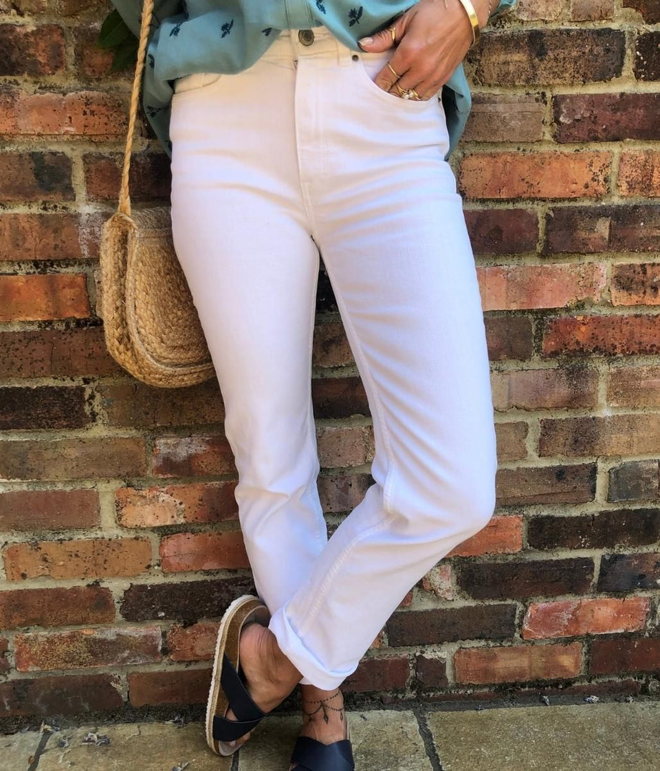 White Straight Leg Jeans