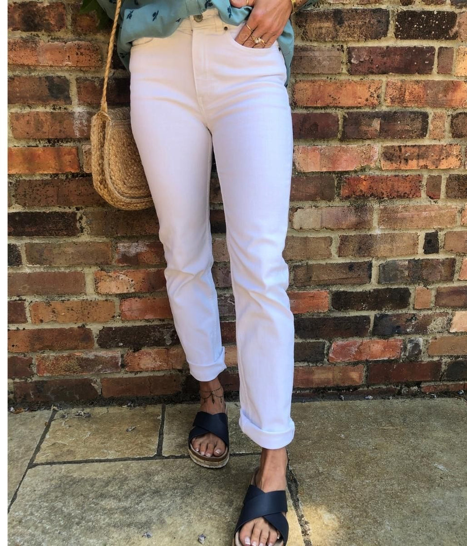 White Straight Leg Jeans