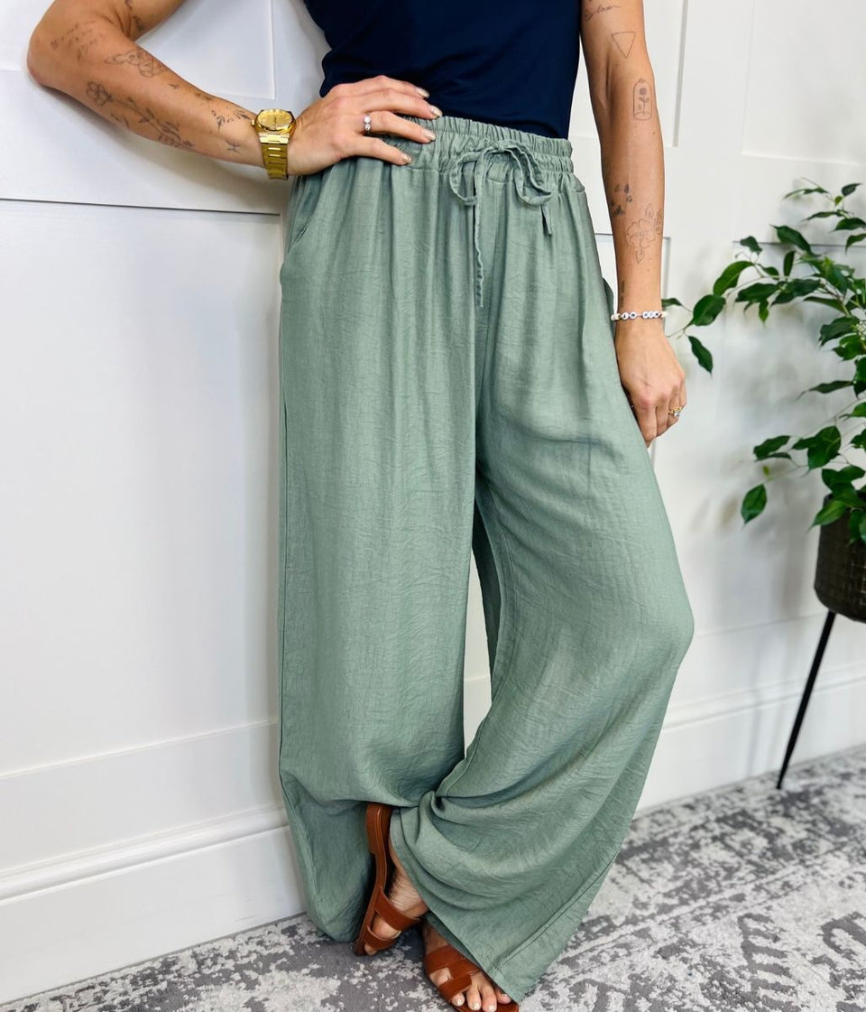 khaki wide leg trouser