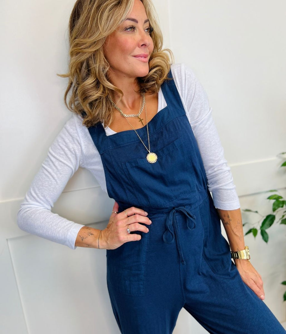 Navy Daphne Jersey Dungarees