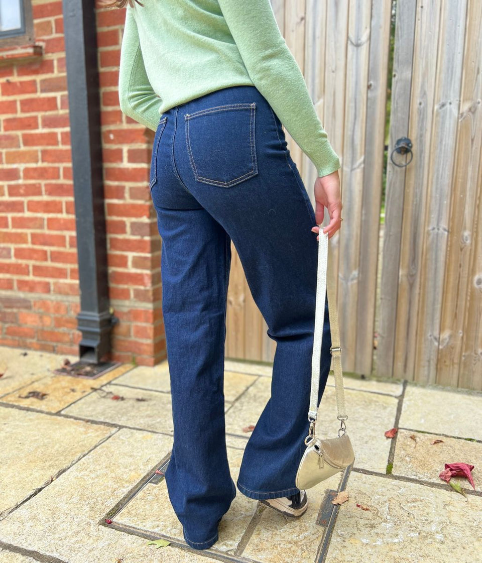 Indigo Denim Wide Leg Jeans