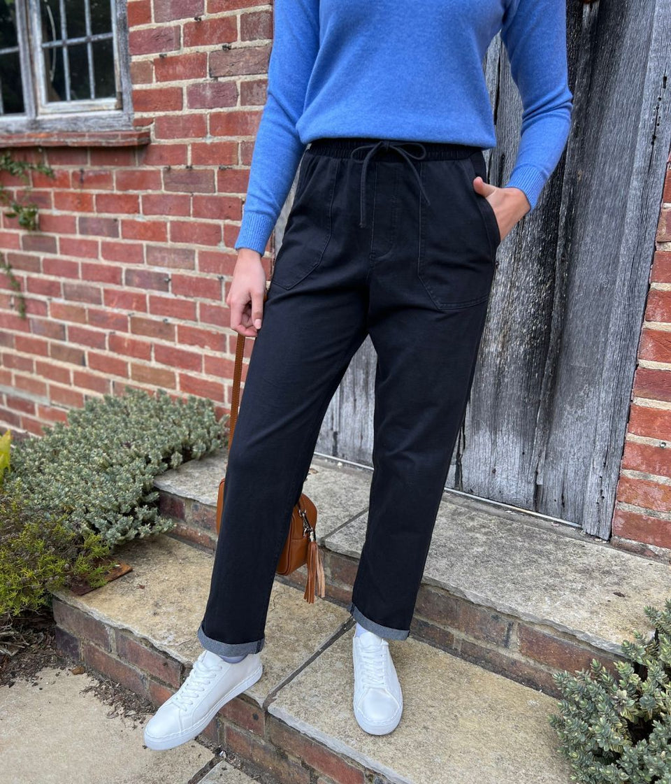 Black Cotton Rich Straight Leg Jogger Trousers