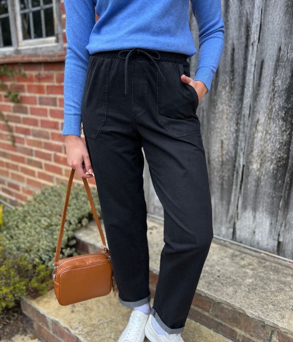 Black Cotton Rich Straight Leg Jogger Trousers