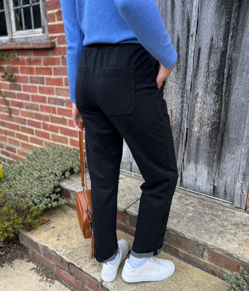 Black Cotton Rich Straight Leg Jogger Trousers