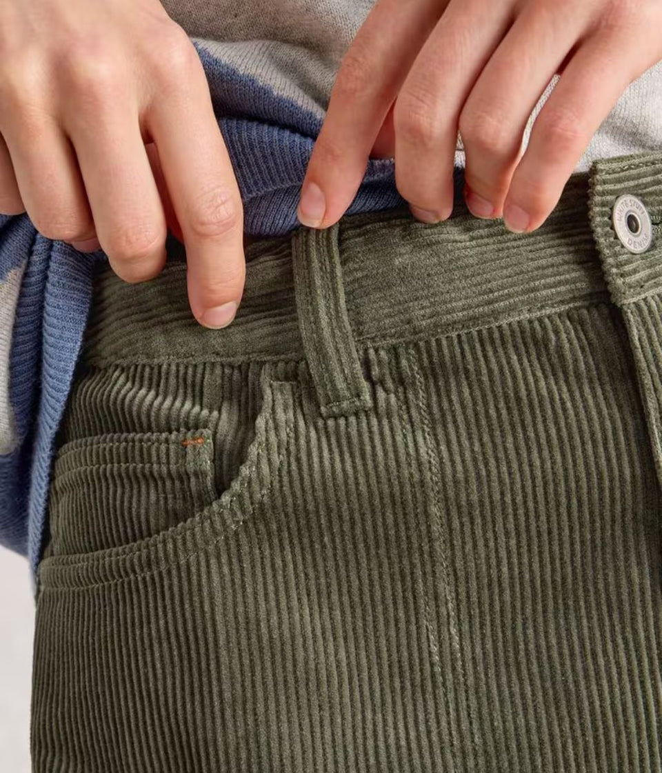 Green Tia Cord Wide Leg Crop Trousers