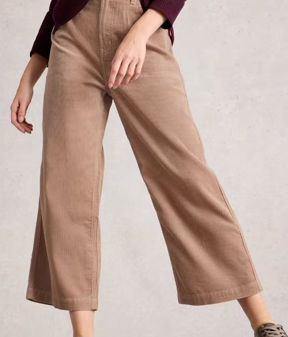 Natural Tia Cord Wide Leg Crop Trousers