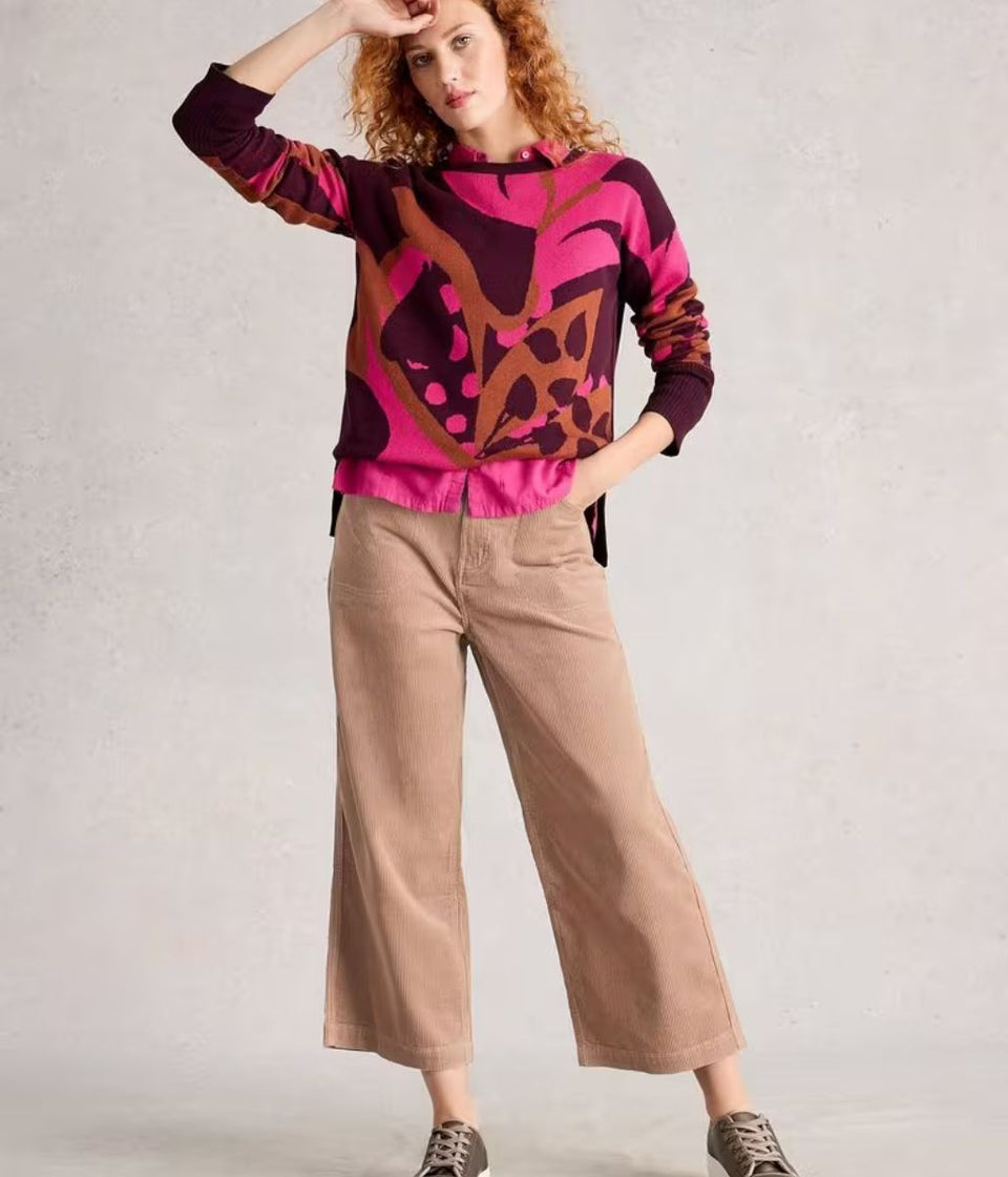 Natural Tia Cord Wide Leg Crop Trousers