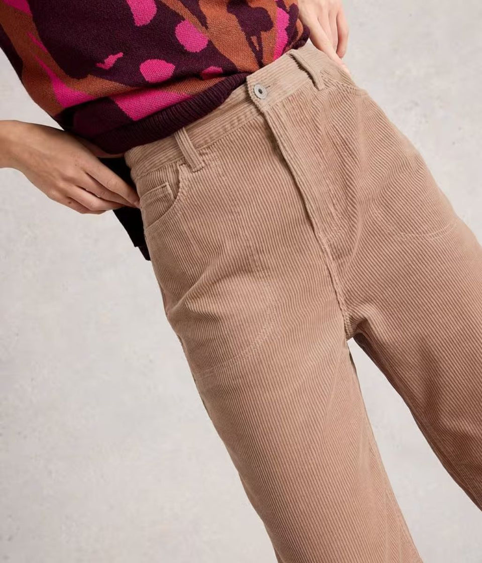Natural Tia Cord Wide Leg Crop Trousers