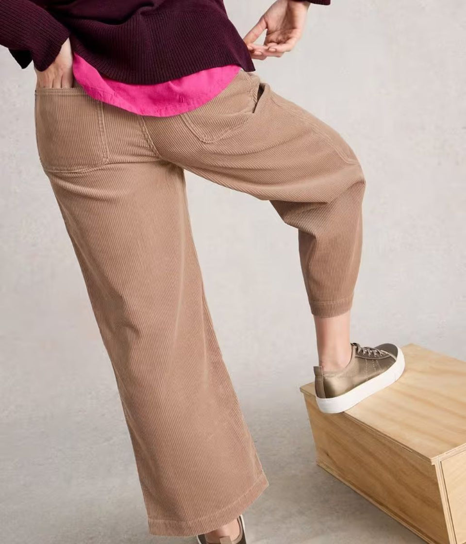 Natural Tia Cord Wide Leg Crop Trousers