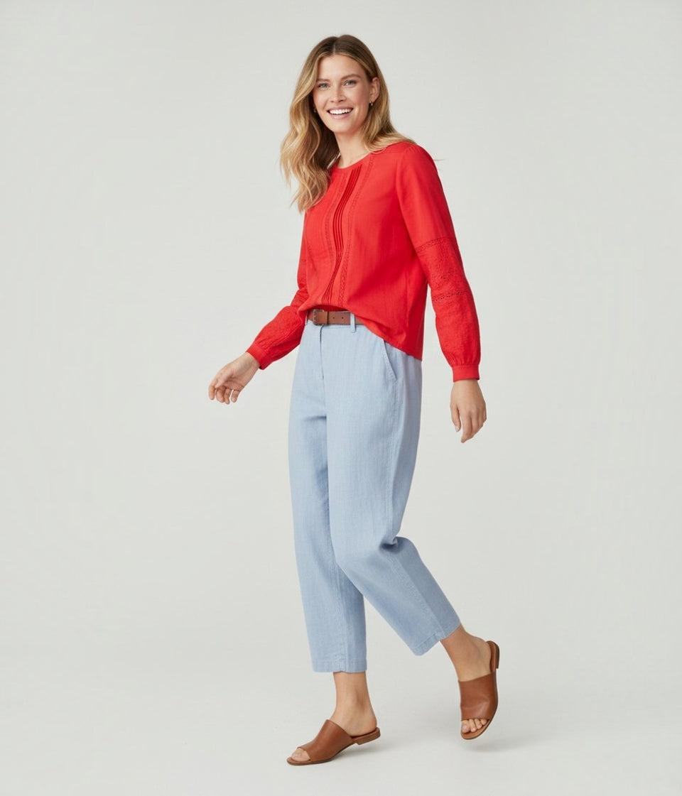 Blue Linen Blend Trousers