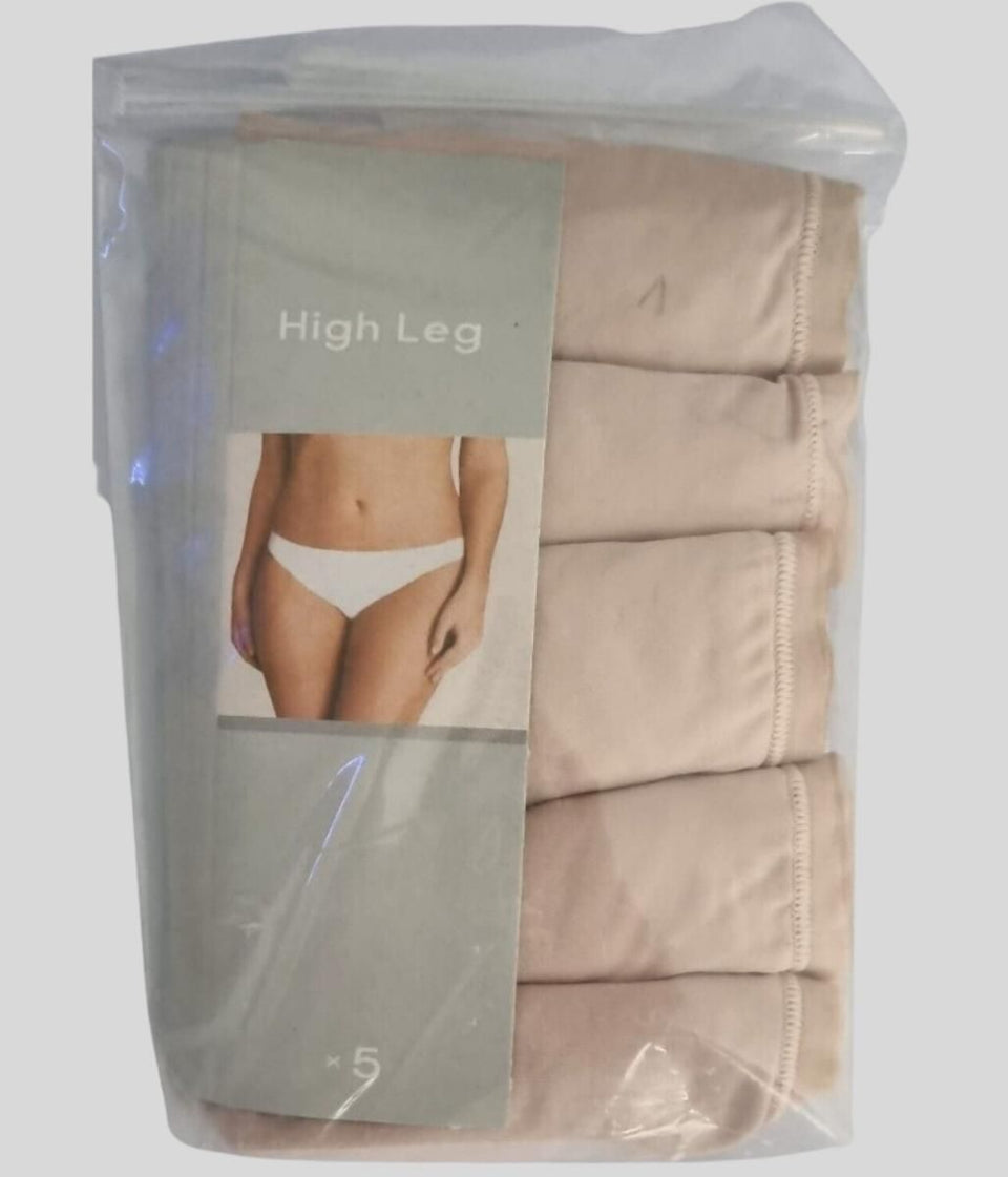 Nude 5 Pack Microfibre High Leg Briefs