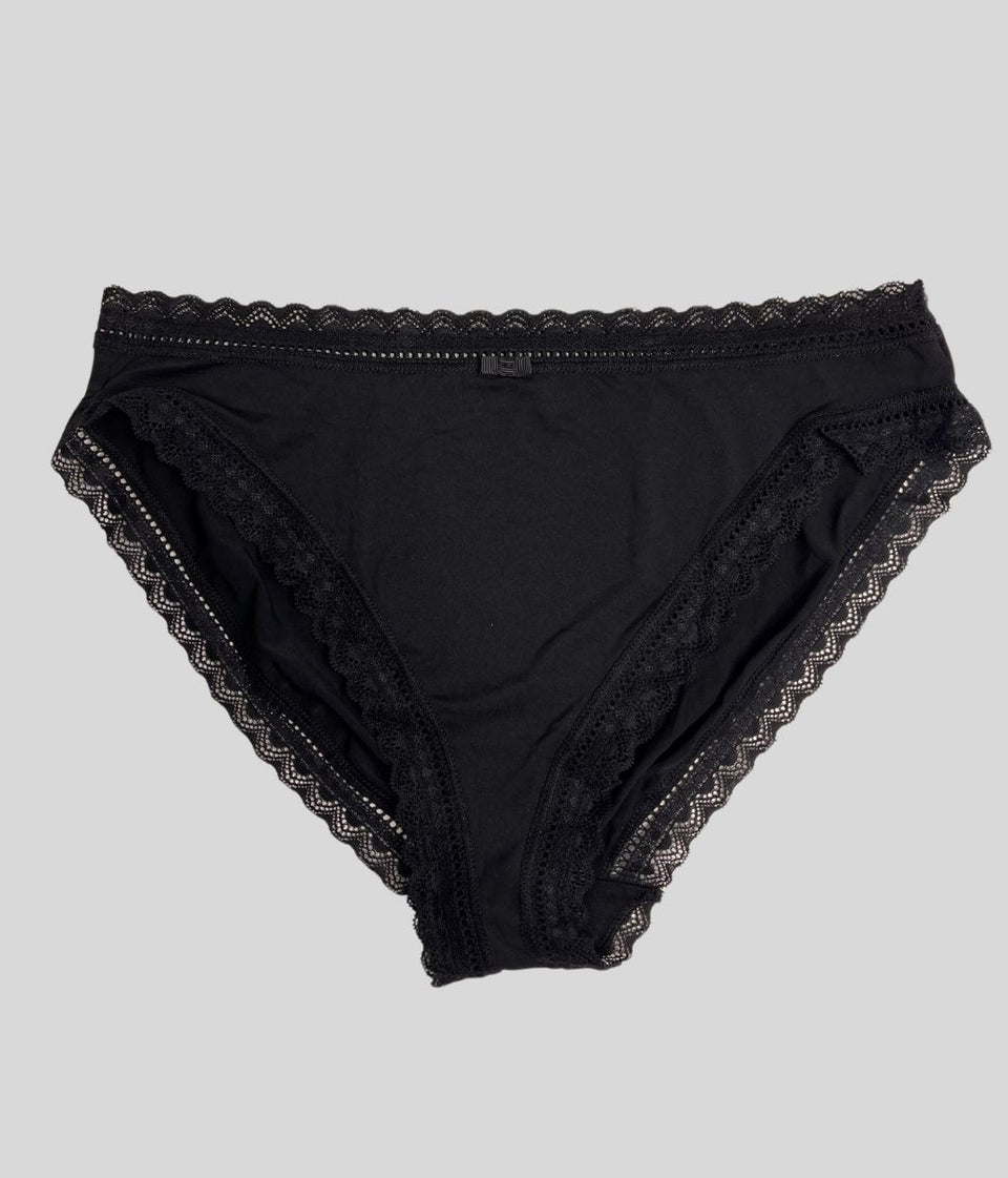 Black 5 Pack Lace Trim High Leg Briefs