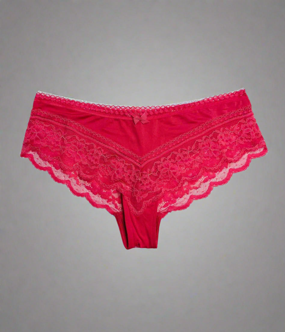 Pink Lace Trim Midi Briefs