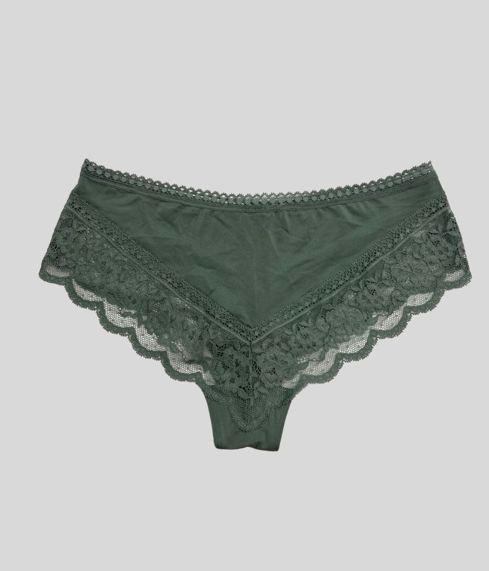 Green Lace Trim Midi Briefs