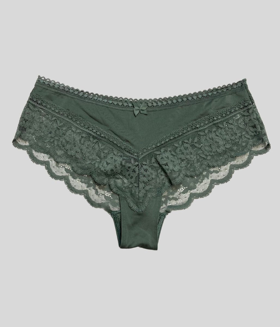 Green Lace Trim Midi Briefs