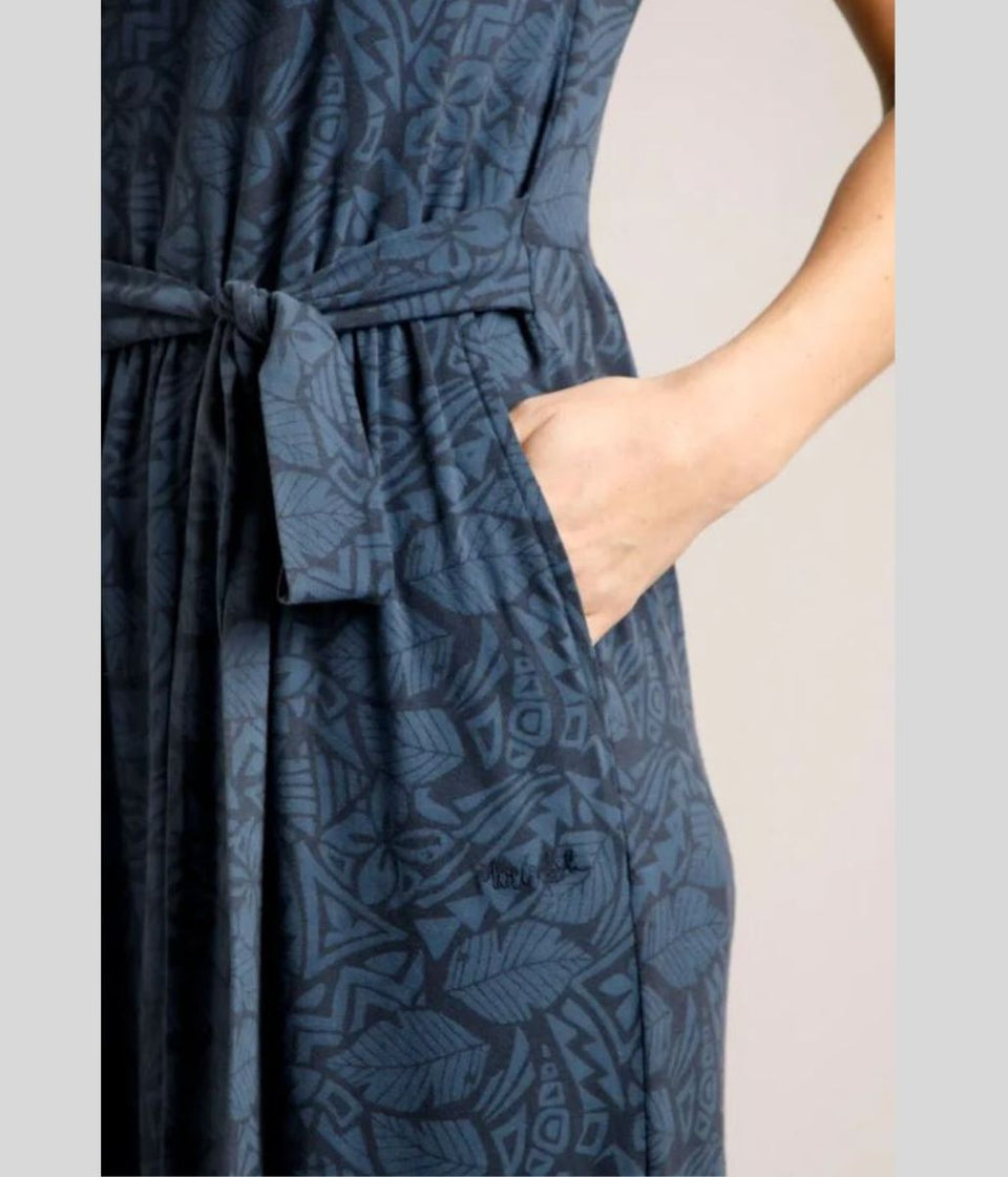 Navy Galia Print Jersey Maxi Dress