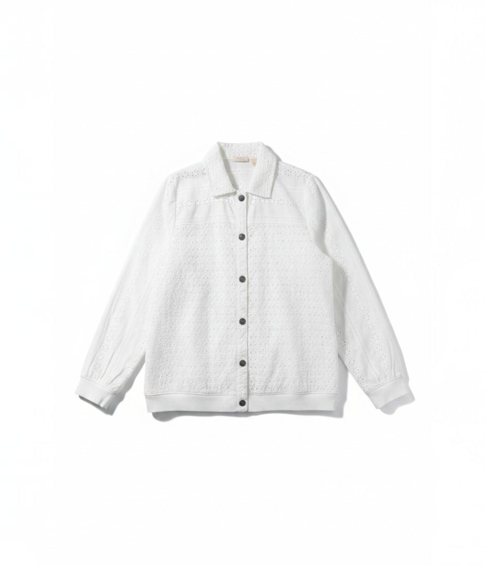 Ivory Lightweight Broderie Bomber Jacket
