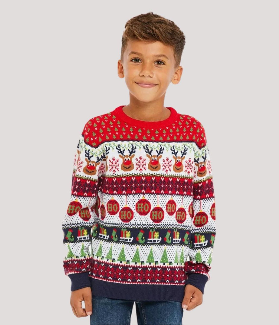 Childrens Reindeer Matching Family Christmas Jumper