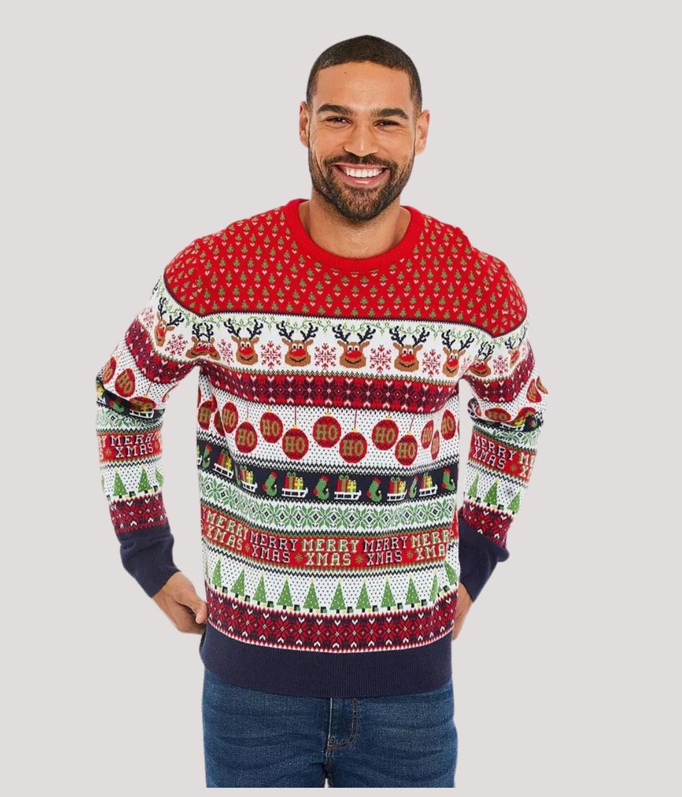 Mens Reindeer Matching Family Christmas Jumper