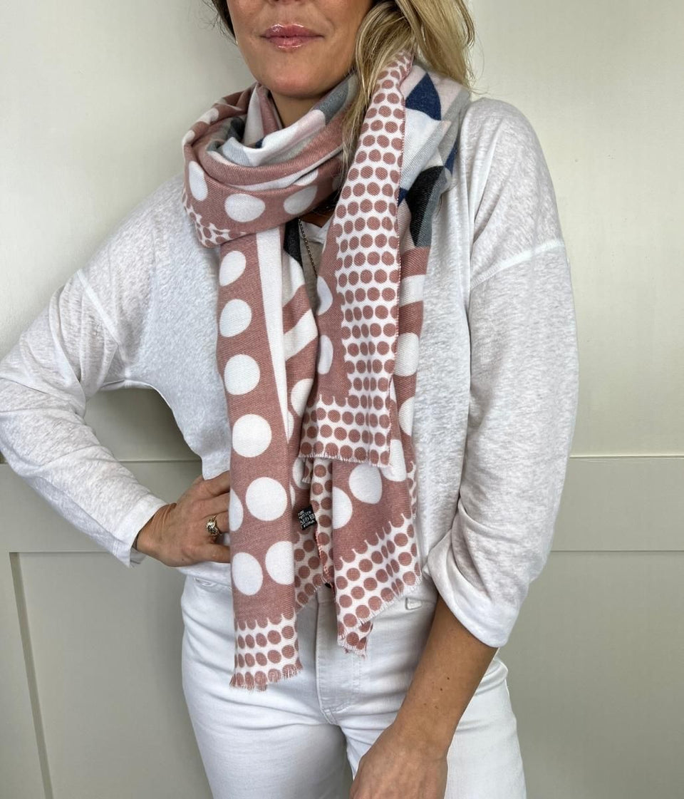 Pink Geo & Spot Print Soft Scarf