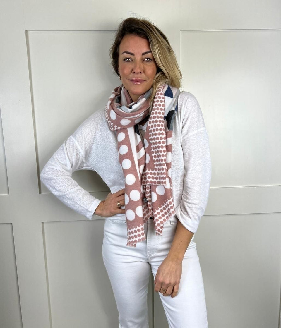 Pink Geo & Spot Print Soft Scarf