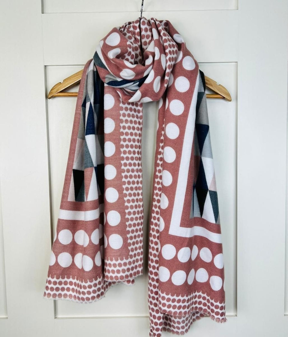 Pink Geo & Spot Print Soft Scarf