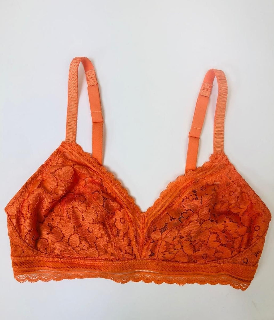 Orange Lace Non Wired Bra