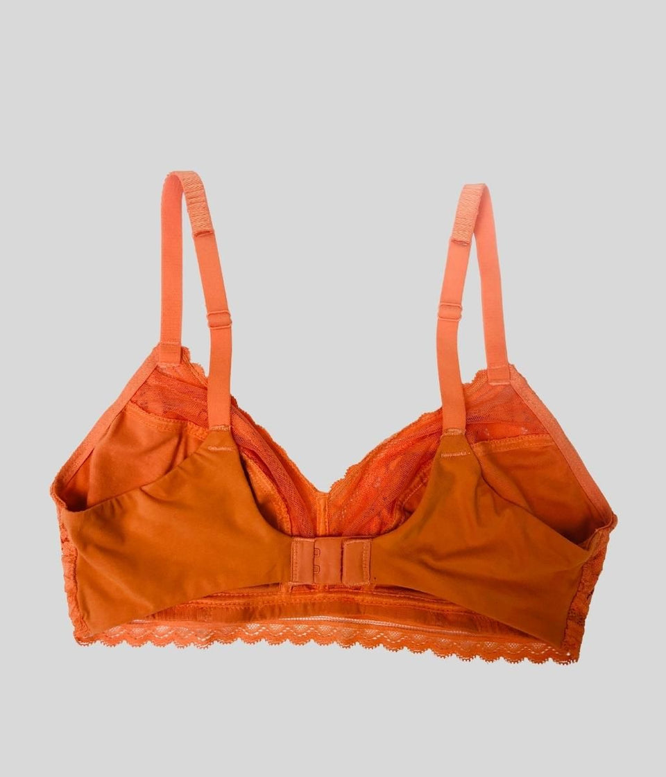 Orange Lace Non Wired Bra