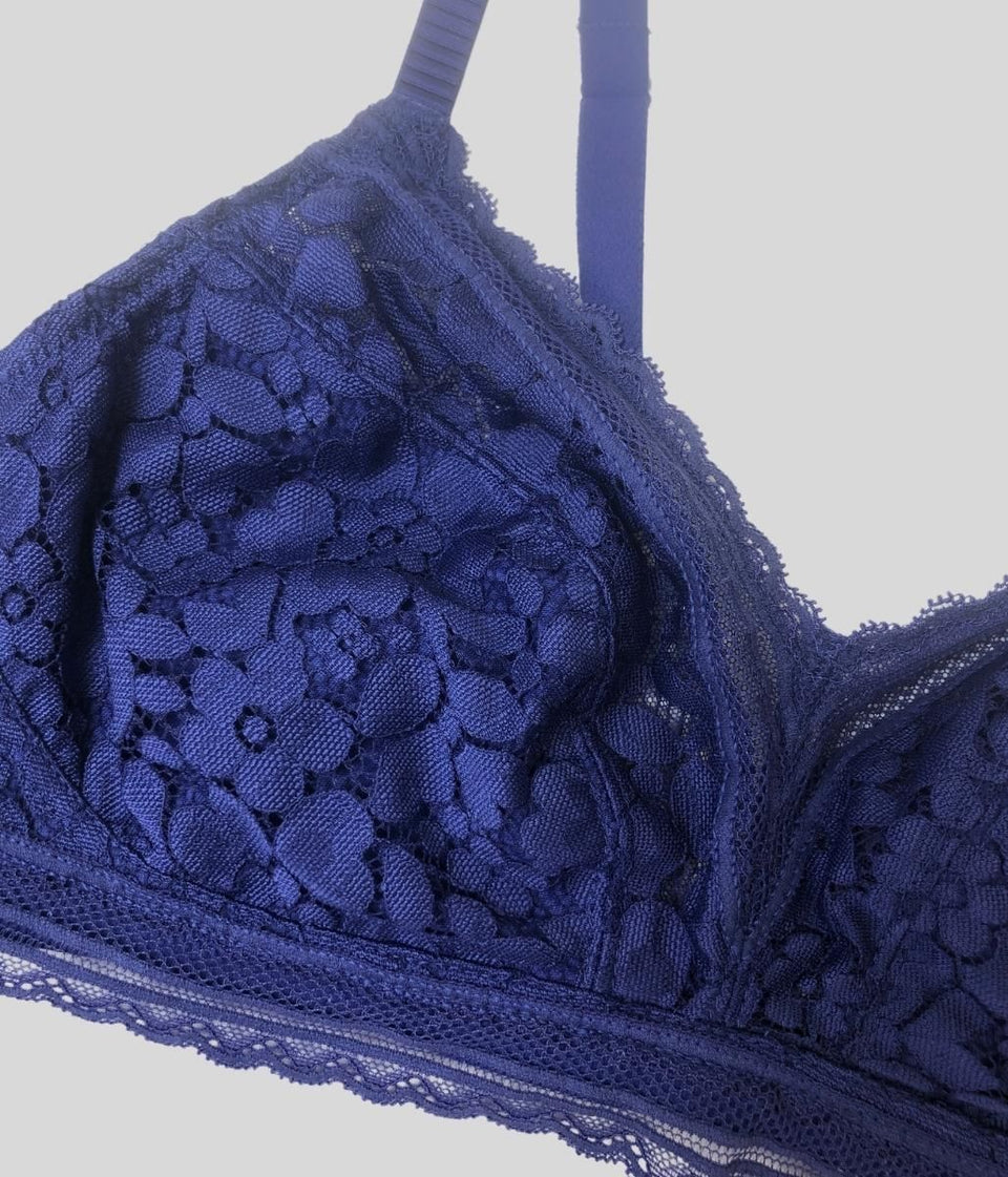 Blue Lace Non Wired Bra