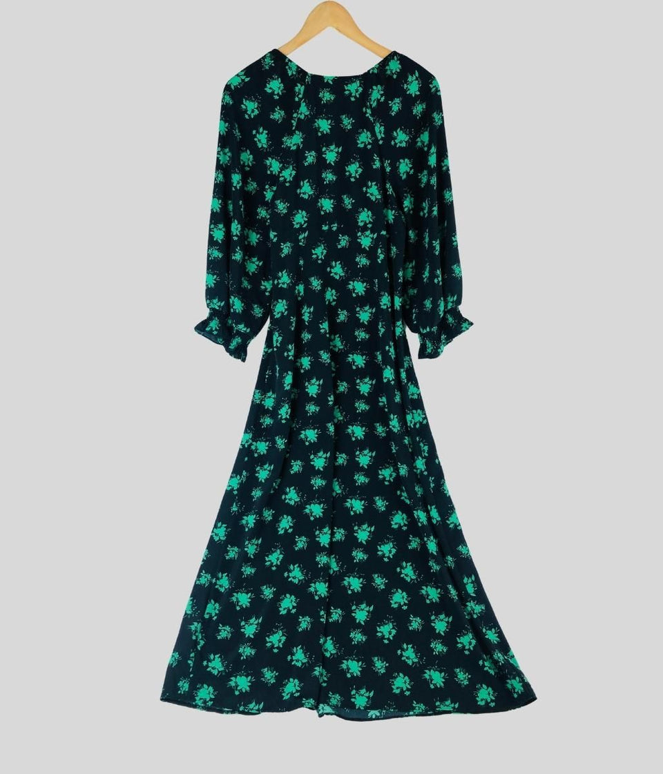 Green Floral Sweetheart Midaxi Dress